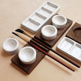 3 Paint Pans + Brush Rest Artist's Tools