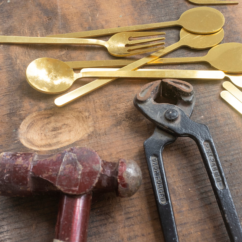 Pure Brass Cutlery Set Button Curry