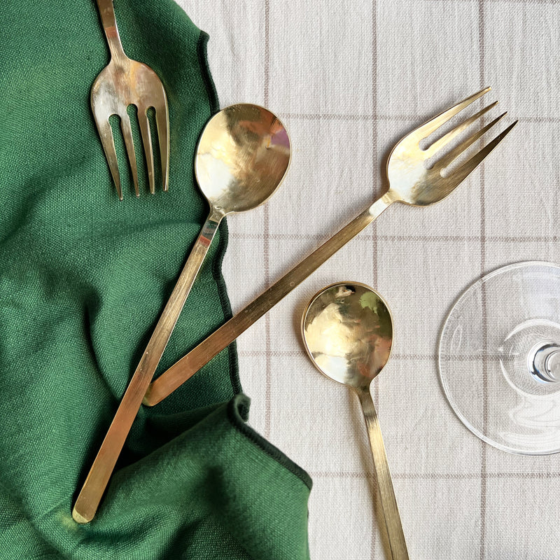 Pure Brass Cutlery Set Button Curry
